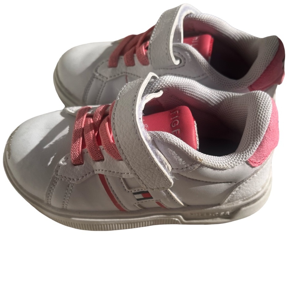 Tommy Hilfiger Girl’s Sneaker in White and Pink. Size:6. Toddler - Picture 3 of 7